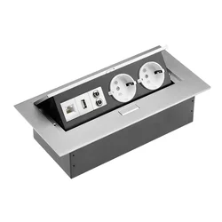GTV Vgradna vtičnica 2 X ŠUKO in 2 X USB, AUDIO, RJ45 siva, (21227074)