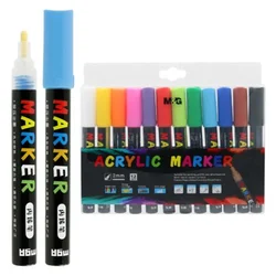 M&G akrilni marker 2 mm akril, set 12 kosov