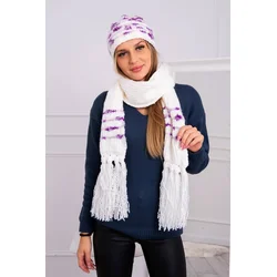 Womens set with scarf Anika K304 ecru + purple