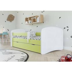 Otroška postelja z pregrado Ourbaby - zeleno-bela postelja brez skladiščnega prostora,140x70 cm