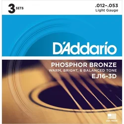 DAddario EJ16 Phosphor Bronze Light 12-53 (3 Pack)