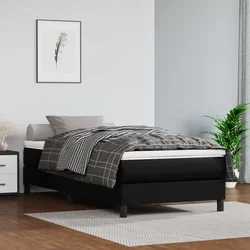 Okvir za krevet s oprugom crni 80 x 200 cm od umjetne kože
