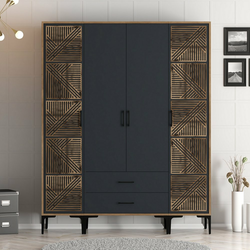 HANAH HOME Garderober Kumsal PTP Walnut Anthracite