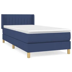 Vidaxl Box spring postelja z vzmetnico modra 90x190 cm blago