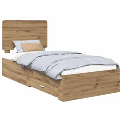 Vidaxl Konstrukcija postelje Umetni hrast 100 x 200 cm Konstruiran les