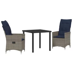 Set stola i stolica s jastukom 3 pcs Siva PE ratan