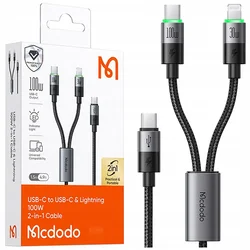 Mcdodo MCDODO USB-C KABEL 2V1 ZA HITRO POLNJENJE ZA IPHONE 14 MACBOOK LED 100W 2M