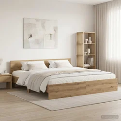 vidaXL Okvir postelje z naslonjalom Artisan hrast 200 x 200 cm