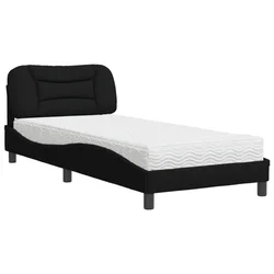 Vidaxl Postelja z vzmetnico Hvar črna 90x190 cm blago