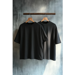 Trendyol Black-Black Oversize 2 Pack Basic 100% Cotton T-Shirt
