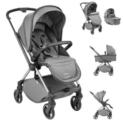 Kikka boo Kolica Lanah 3in1 premium set sa autosedištem I-Xtend I-size i tvrdom korpom Grey