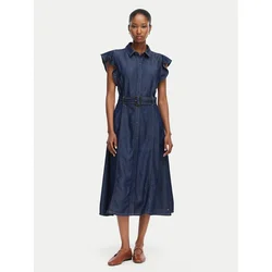 TOMMY HILFIGER Dolga srajca Fit And Flare Midi  moder denim
