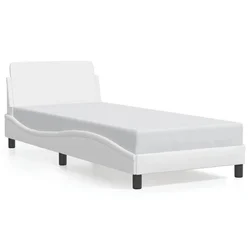 Vidaxl Posteljni okvir Dover bel 90x190 cm umetno usnje