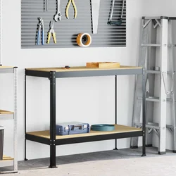 Radna klupa Crna 115 x 55 x 91 cm Projektirano drvo i metal