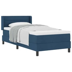 Vidaxl Postelja z vzmetnico z vzglavjem Modra 200 x 100 cm blago