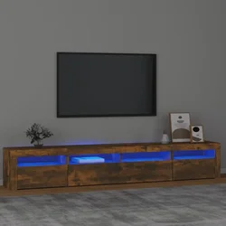 TV ormarić s LED svjetlima boja dimljenog hrasta 240x35x40 cm