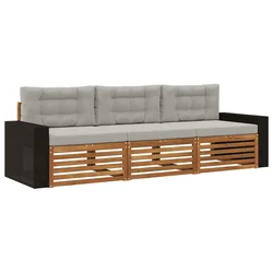 Set vanjskih sofa 3 pcs Prirodna i svjetlosiva Poliester
