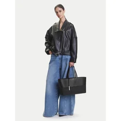 Calvin Klein Ročna torba Ck Mixmedia Shopper_Raffia K60K613167 Črna