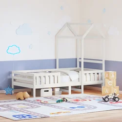Okvir kreveta s krovom bijeli 75x190 cm od borovine