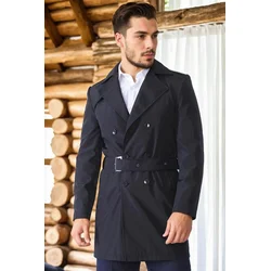 PLT9321 DEWBERRY MENS OVERCOAT-NAVY BLUE
