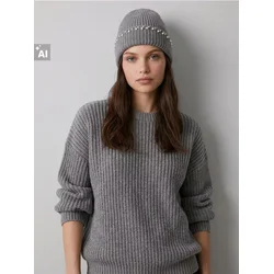 Sinsay - Rebrasta beanie kapa sa dodatkom vune - svetlo siva