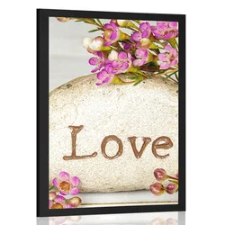 Plakat z napisom na kamnu Love - 30x45 no frame