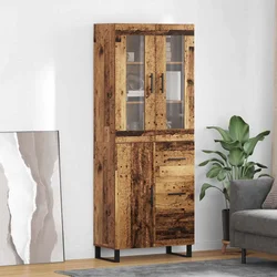 Highboard s ladicama 2 pcs Staro drvo Inženjerska drva i staklo