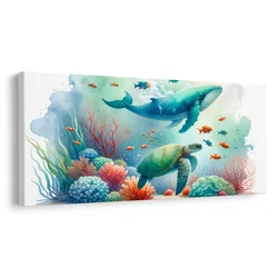 Slika želva in kita v oceanu - 100x50