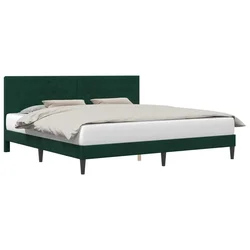 Vidaxl Konstrukcija postelje Temno zelena 200 x 200 cm Žamet