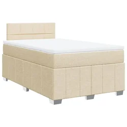 Vidaxl Box spring postelja z vzmetnico krem 120x200 cm blago