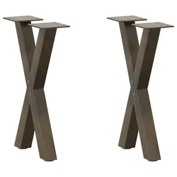 Noge za klub stolić u obliku slova X, 2 kom, prirodni čelik, 38 x (42-43) cm, čelik