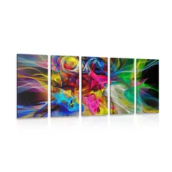 5-delna slika abstraktni barviti kaos - 150x75