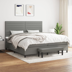vidaXL Box spring postelja z vzmetnico temno siva 200x200 cm blago
