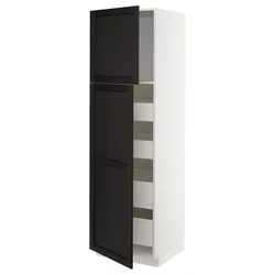 METOD / MAXIMERA Vis.el. s 2 vrata/4 fioke, bela/Lerhyttan crno bajcovano, 60x60x200 cm