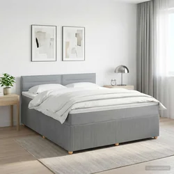 vidaXL Postelja boxspring z vzmetnico Svetlo siva 160 x 200 cm Blago