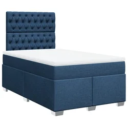 Vidaxl Box spring postelja z vzmetnico modra 120x190 cm blago