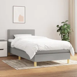 shumee Box spring postelja z vzmetnico svetlo siva 90x190 cm blago