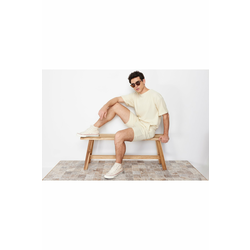 Trendyol Ecru Premium Oversize Crew Neck Short Sleeve Textured Ottoman T-Shirt