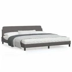 shumee vidaXL Posteljni okvir z vzglavjem siv 200x200 cm umetno usnje