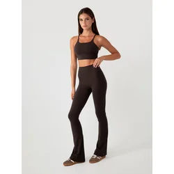 YO-GAYA Pajkice Flared Legging temno rjava