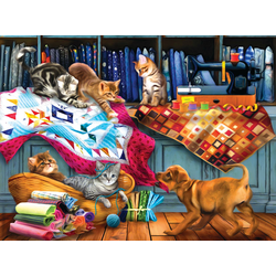 Sunsout - Puzzle Tom Wood - Quilting Room Mischief - 1 000 kosov
