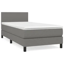 Vidaxl Box spring postelja z vzmetnico temno siva 100x200 cm blago