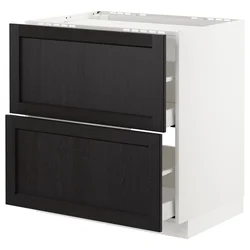 METOD / MAXIMERA Pod.elem.grej.ploča/2front/2fiok, bela/Lerhyttan crno bajcovano, 80x60 cm