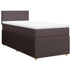 Vidaxl Box spring postelja z vzmetnico temno rjav 90x190 cm blago