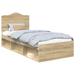 Vidaxl Konstrukcija postelje z vzglavjem Sonoma hrast 75 x 190 cm