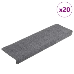Prostirke za stepenice samoljepljive 20 kom 65x21x4 cm svijetlo sive pravokutne rubove