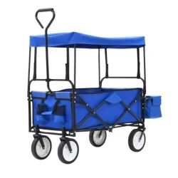 MASTER  Kolica sklopiva transportna sa krovom i kočnicom FW1802 crna/plava