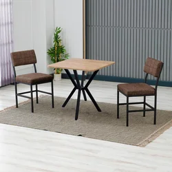 HANAH HOME Set Trpezarijski sto i 2 stolice Dubai Brown Walnut