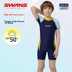 Swans Jednodelni kupaći kostim za dečake, Teget