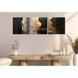 Wallity Dekorativne slike na platnu, 30x30cm, 3 komada, Zlatne boje